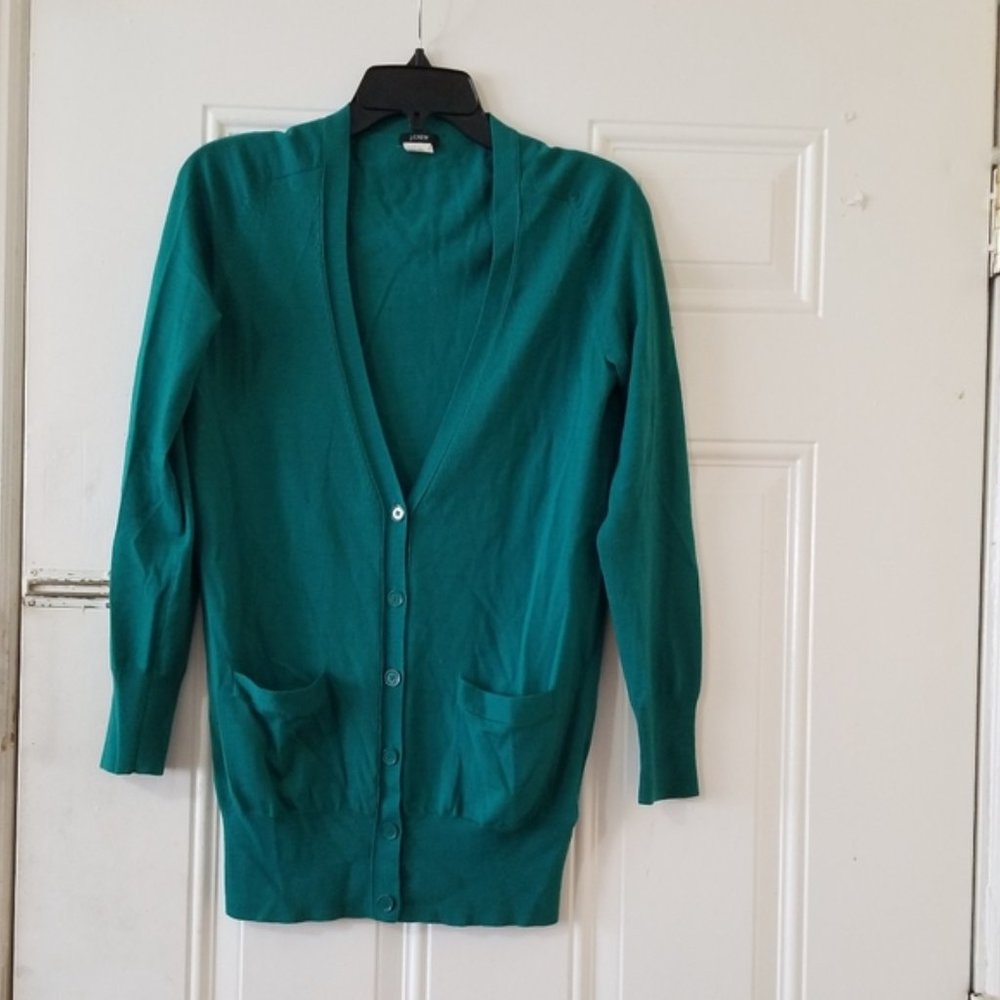 J. Crew Merino Wool Cardigan Sweater W's | Emerald Green | M
